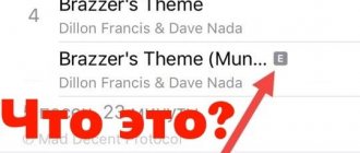 What does the letter E mean in VK music?