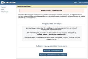 Окно блокировки социальной сети Вконтакте