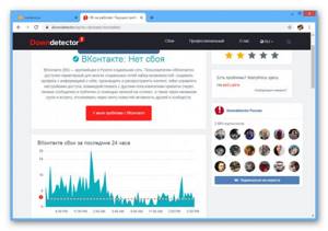 Проверка сбоев ВКонтакте с помощью сервиса Downdetector